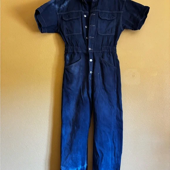 We The Free Blue Jumpsuit- Denim Hand dyed- boho, streetwear Size Small - Picture 9 of 14